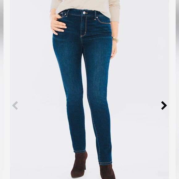 Chico's Women's Platinum Jeggings in Sz. 2 (US-12) Blue Skinny Jeans Dark Wash - Picture 1 of 9